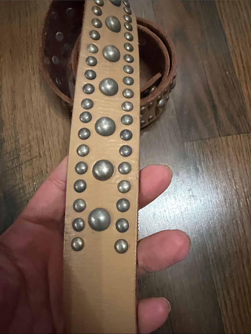 Free People Tan Studded Leather Belt M/L - Picture 3 of 3